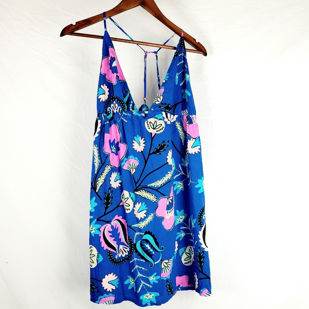 Josie Natori Blue Floral Babydoll Dress